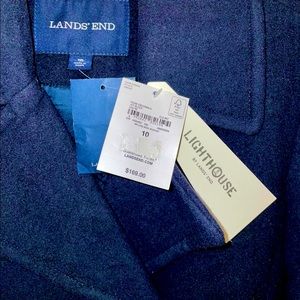 Lands End Wool Dark Navy Peacoat